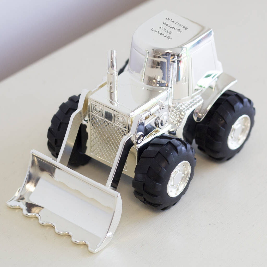 Personalised Tractor Silver Plated Money Box, 1 of 3