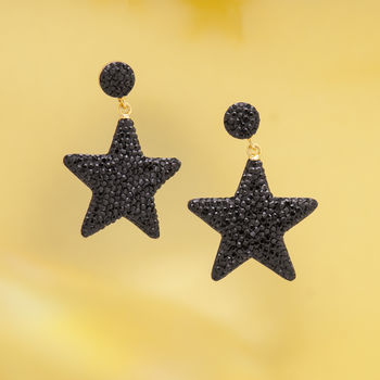 Black Swarovski Crystal Star Earrings, 2 of 2