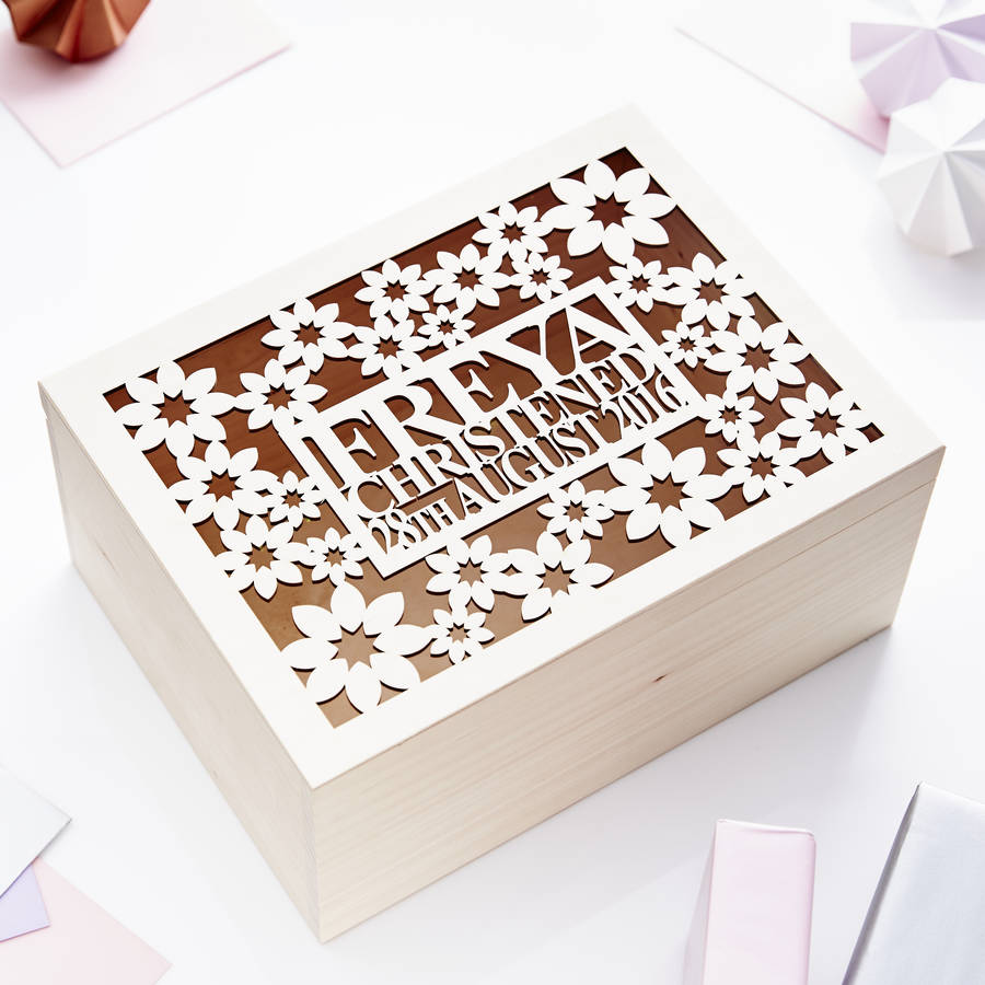 Floral Personalised Christening Keepsake Box By Sophia Victoria Joy