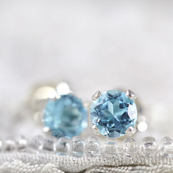 Swiss Blue Topaz Stud Earrings, 6 of 12