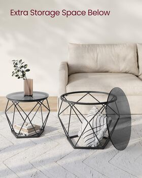 Set Of Two Round Coffee Tables Modern Style Side Tables, 5 of 7