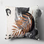 Brown And Black Cushion Cover With Leaves And Marble, thumbnail 4 of 5