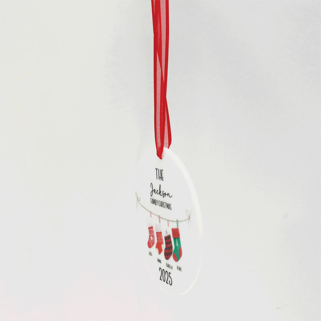 Personalised Family Stocking Christmas Bauble, 2 of 6