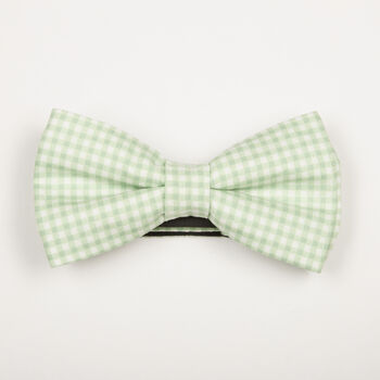 Mens Mint Green Gingham Bow Tie, 2 of 6