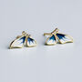 Gold Colour Sterling Silver Butterfly Wing Stud Earrings, thumbnail 3 of 7