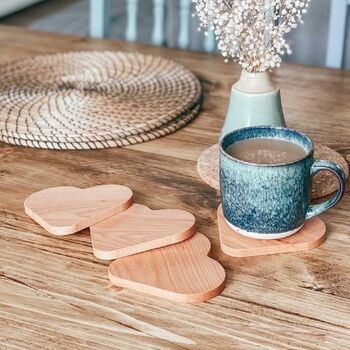 Set Of Four Wooden Love Heart Coasters, 3 of 7
