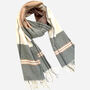 Classic Check Cashmere Blend Winter Scarf Teal And Browns, thumbnail 2 of 2