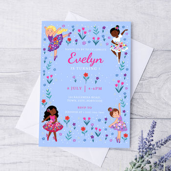 Digital Editable Ballerina Kids Birthday Party Invitation Template, 5 of 10