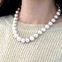 Saville Row Ivory Silver Pearl Jewel Ball Lock Gift Necklace, thumbnail 3 of 6