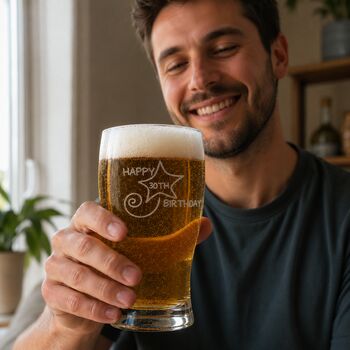 30th Birthday Gift Shooting Star Engraved Pint Glass, 2 of 11