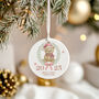 Personalised Baby's First Christmas Teddy Bear Bauble Keepsake In Pink Or Blue, thumbnail 3 of 7