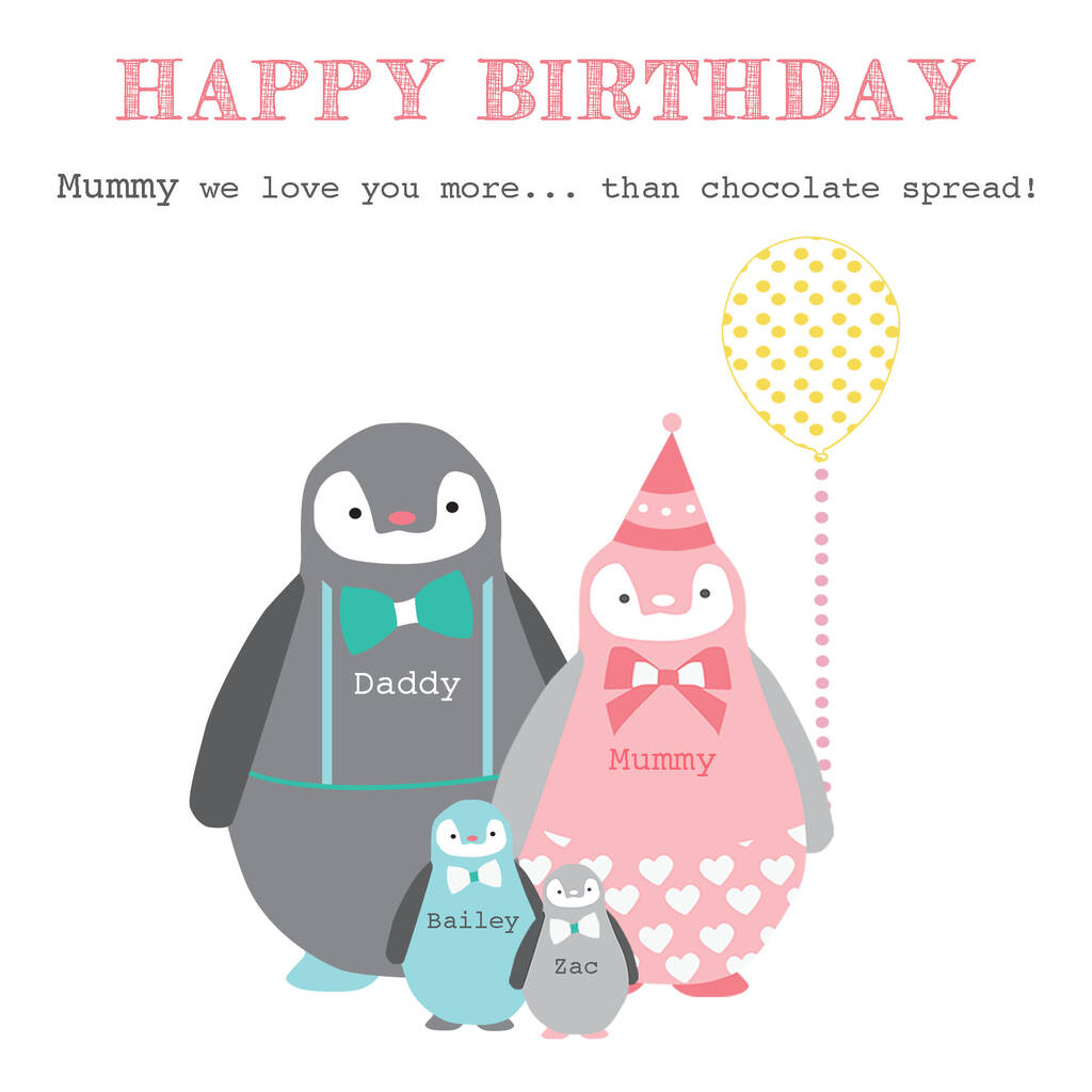 Happy Birthday Family Personalised Greeting Card By Buttongirl Designs