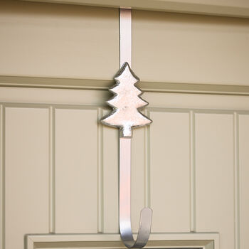 Silver Over Door Christmas Wreath Hanger, 3 of 5