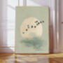 Japanese Flying Birds Dawn Art Print, thumbnail 1 of 3