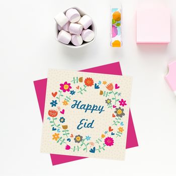 Floral Wreath 'Happy Eid' Card, 2 of 2