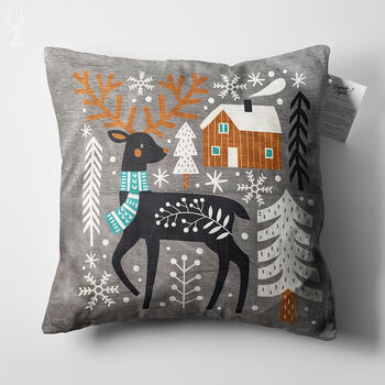 Christmas Grey Cushion Cover With Reindeer Themed, 5 of 7