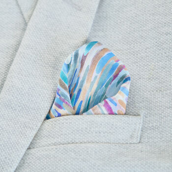 Vibrant Abstract Silk Tie, Pocket Square, Cufflinks, 5 of 7
