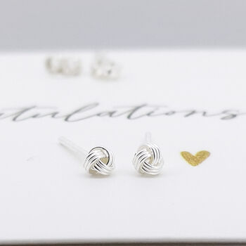 Mini Sterling Silver Love Knot Stud Earrings, 4 of 7