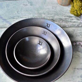 11th Anniversary Gift Set Of Three Pressed Steel Bowls, 2 of 9