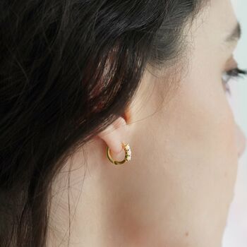 Triple Opal Huggie Hoop Earrings, 2 of 7