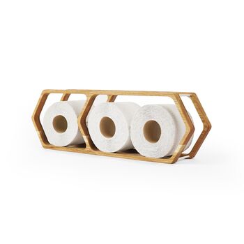 Handcrafted Scandi Design Oak Toilet Paper Rack, 2 of 10