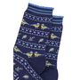 Blue Tits Fair Isle Bamboo Socks Womens Navy, thumbnail 2 of 4
