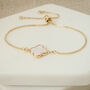 Gold Plated Mother Of Pearl Clover Slider Bracelet, thumbnail 4 of 4