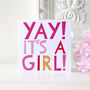 'YAY! It's a Girl!' New Baby Card, thumbnail 1 of 3