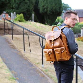 Handcrafted Leather Laptop Backpack Mens Gift For Him, 2 of 12