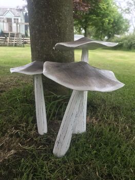 Set Of Three White Wooden Toadstools, 5 of 7
