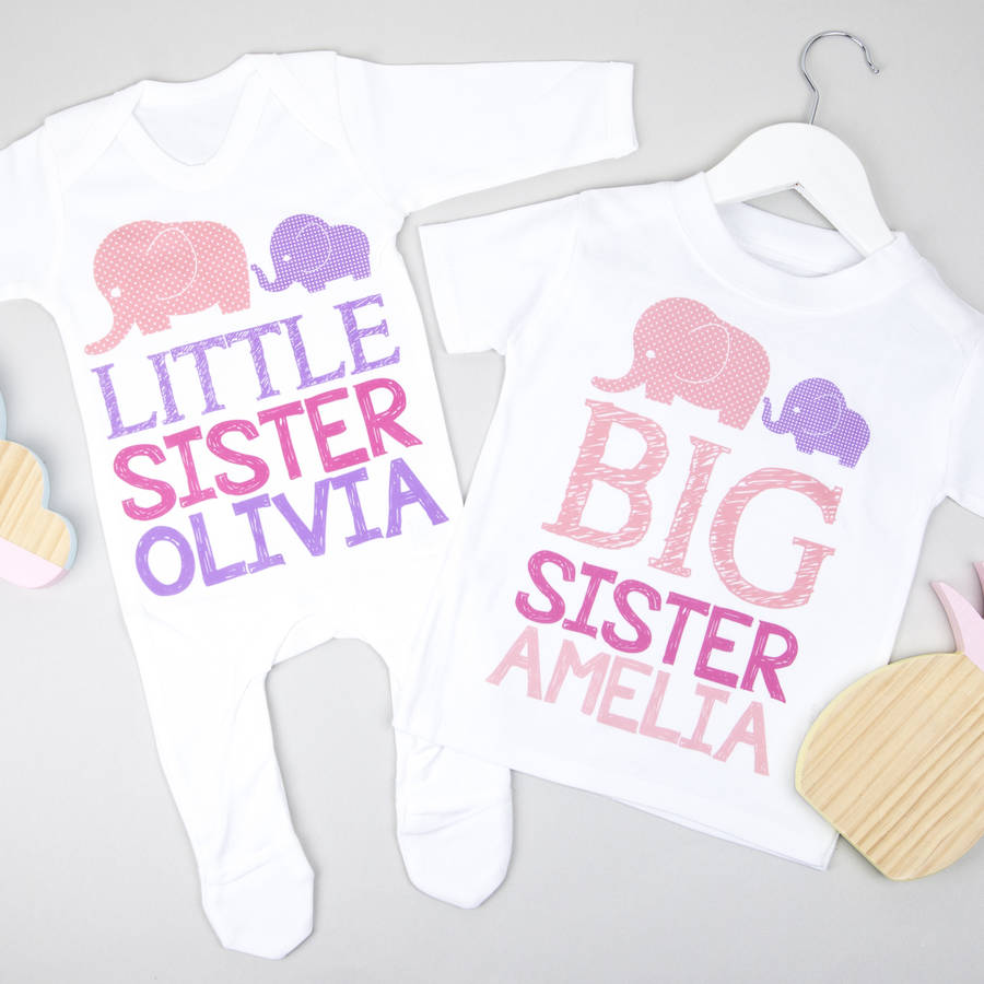 Personalised Elephant Big And Little Sister Sibling Set, 1 of 8