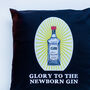 'Glory To The Newborn Gin' Christmas Cushion, thumbnail 5 of 5