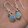 Fire Opal, Tourmaline Earrings: Silver, Dangle Drop, thumbnail 1 of 6