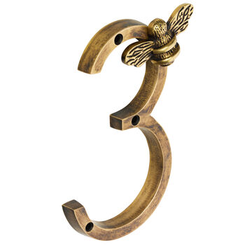 House Numbers With Bee In Antique Brass Finish, 5 of 11