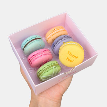Classic Thank You Iced Biscuits And Macarons Hamper Gift, 5 of 6