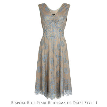 Bespoke Lace Bridesmaid Dresses In Blue Pearl, 2 of 6