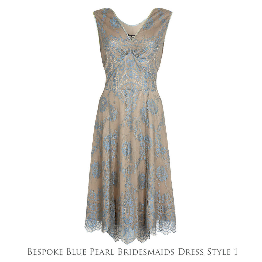 Bespoke Lace Bridesmaid Dresses In Blue Pearl By Nancy Mac ...