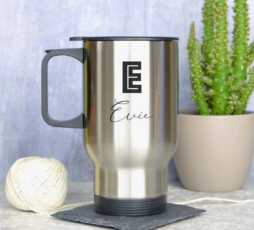 travel coffee mug with initial