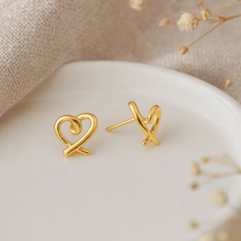 Gold Plated Sterling Silver Forever Heart Stud Earrings – 6mm, 5 of 5