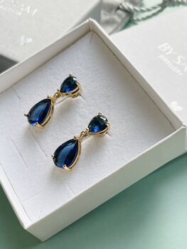 Something Blue Sapphire Wedding Earrings, 7 of 8