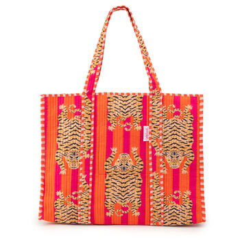 Serendipity Cotton Quilted Tote Bag Tibetan Tiger, 2 of 5