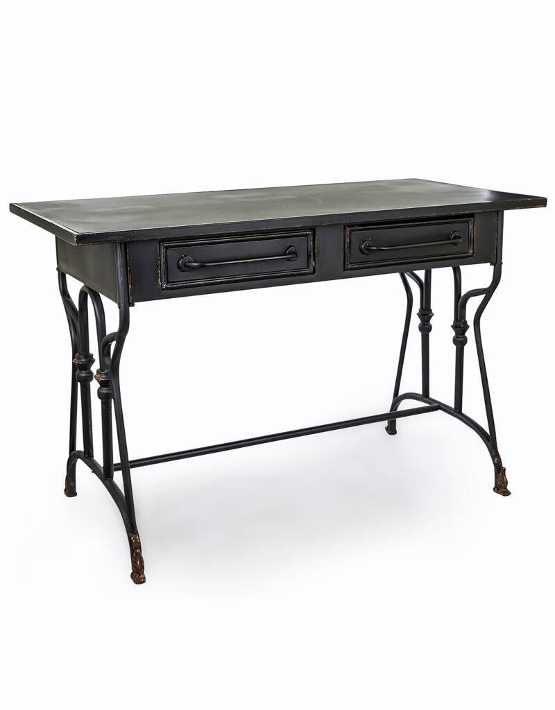 Industrial Aged Black Console Table Desk
