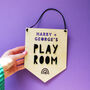 Personalised Monochrome Wooden Playroom Flag, thumbnail 2 of 3