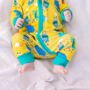 Organic Zip Up Baby Romper With Hot Air Balloon Print, thumbnail 5 of 6