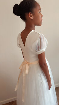 Duchess Satin First Communion Dress – Tulle Puff Sleeves And Tutu Skirt, 10 of 10