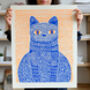 Cat And Mat Giclée Art Print Colourful Modern Wall Art, thumbnail 2 of 4