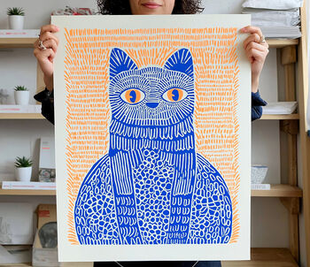 Cat And Mat Giclée Art Print Colourful Modern Wall Art, 2 of 4