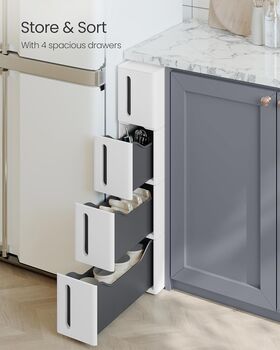 Narrow Plastic Storage Drawers Organising Unit On Wheels, 5 of 8