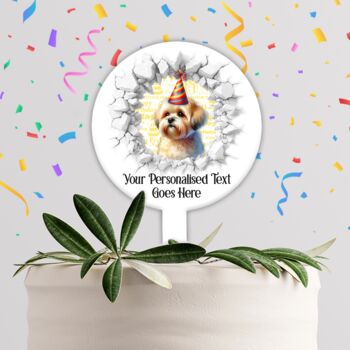 Personalised Lhasa Apso Birthday Break Through Dog, 4 of 8