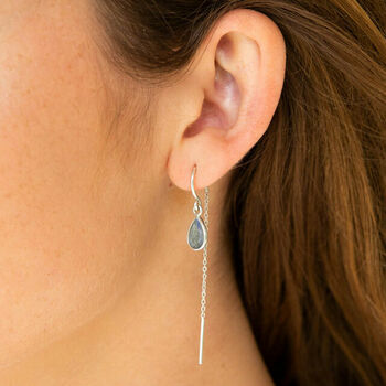 Moonlight Shimmer Labradorite Silver Threader Earrings, 2 of 8